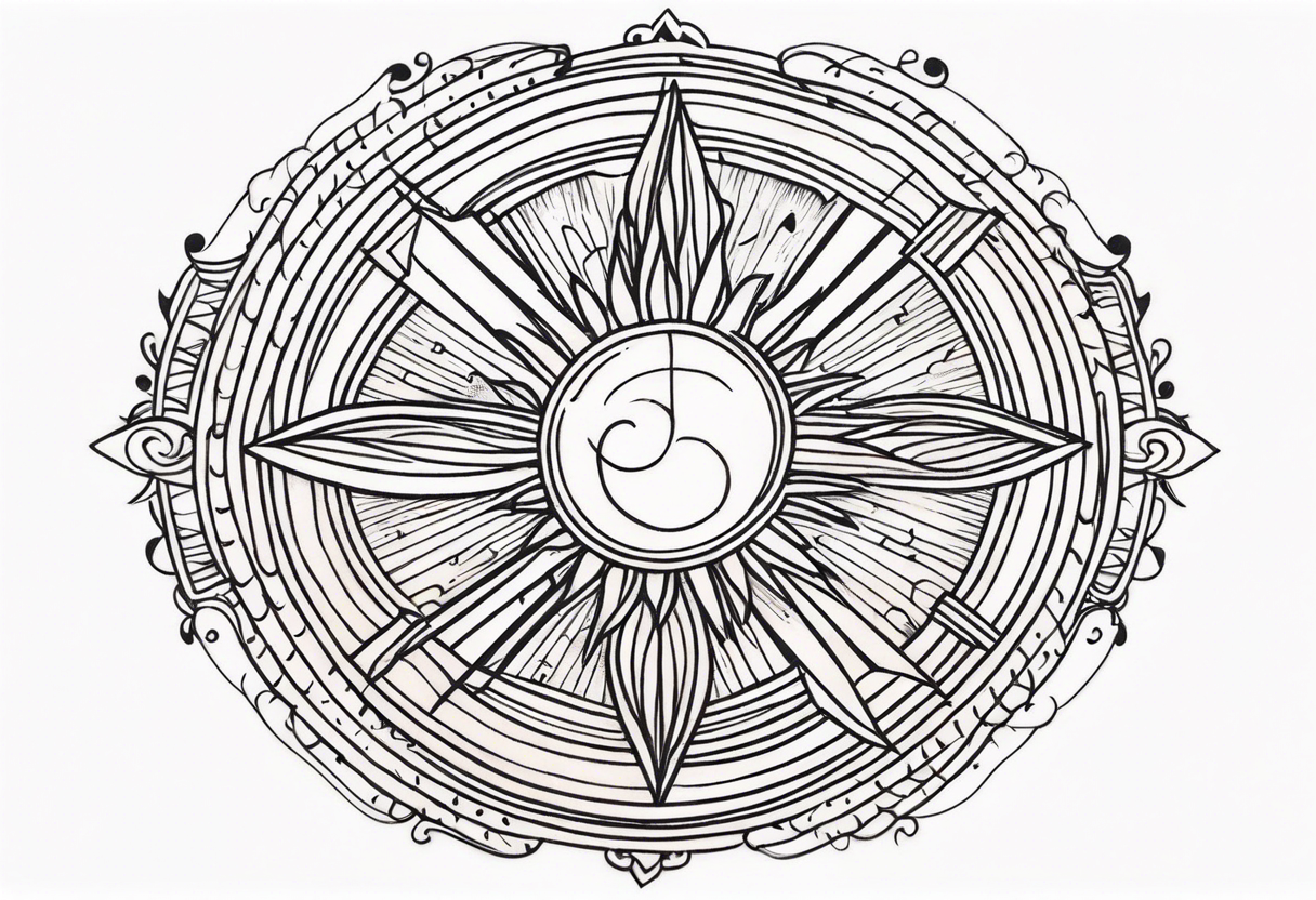 traditional sun beams tattoo idea