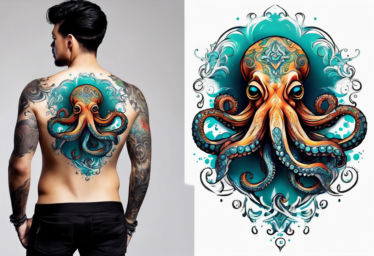 Electric octopus natural tattoo idea