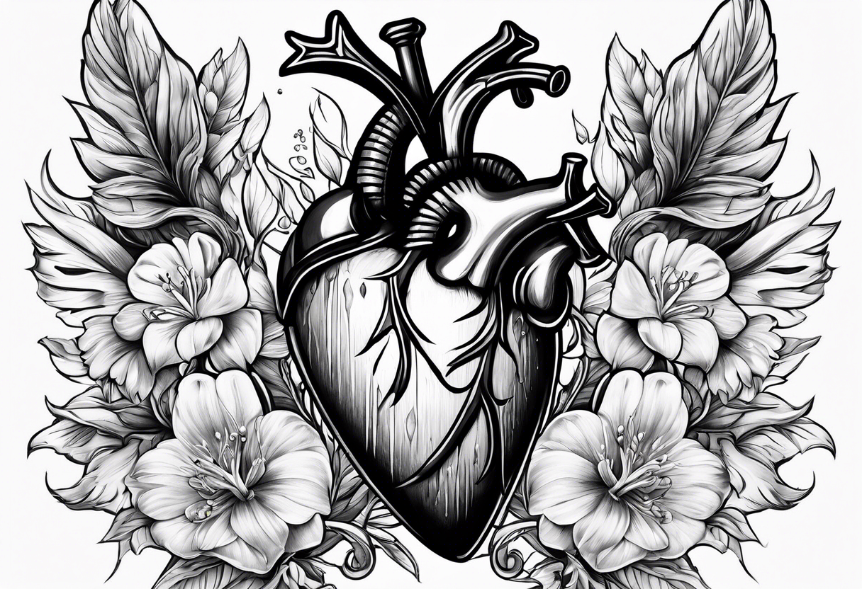 bleeding heart with a dagger and a bandaid tattoo idea