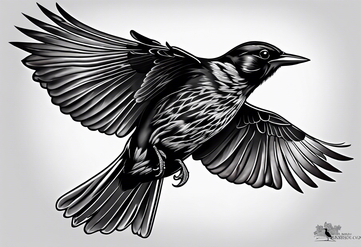 Redwing Blackbird in flight 
for Back tattoo idea