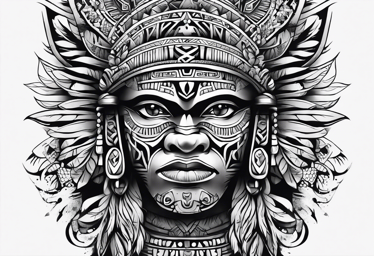 Aztec tribal sleeve tattoo idea