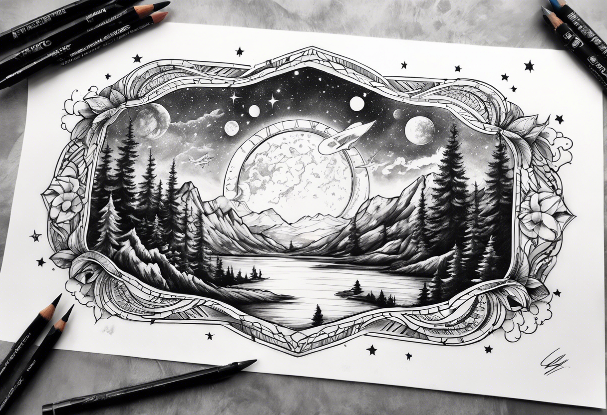 The transition between the sky and space tattoo idea