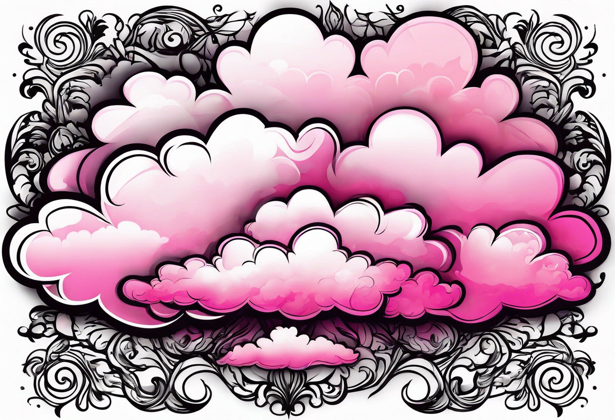 pink fluffy clouds tattoo idea