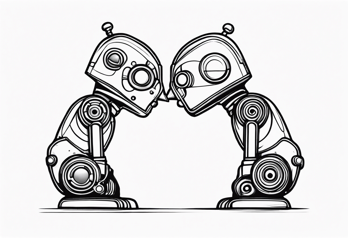 Kissing robot tattoo idea