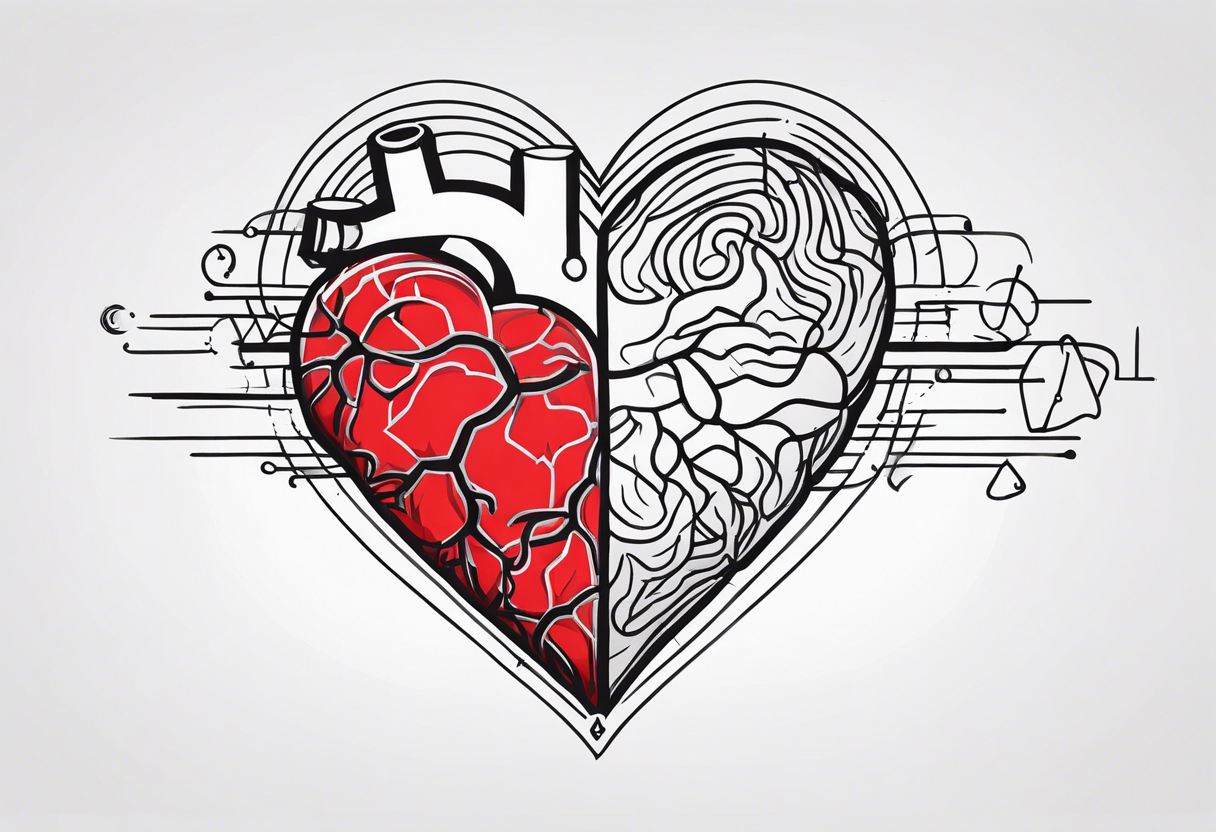 human heart to brain connection tattoo idea