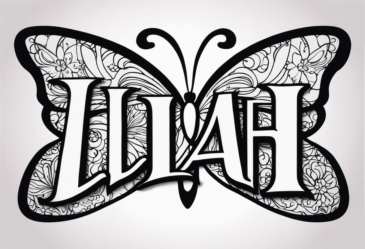 My'Liah name with butterflies tattoo idea