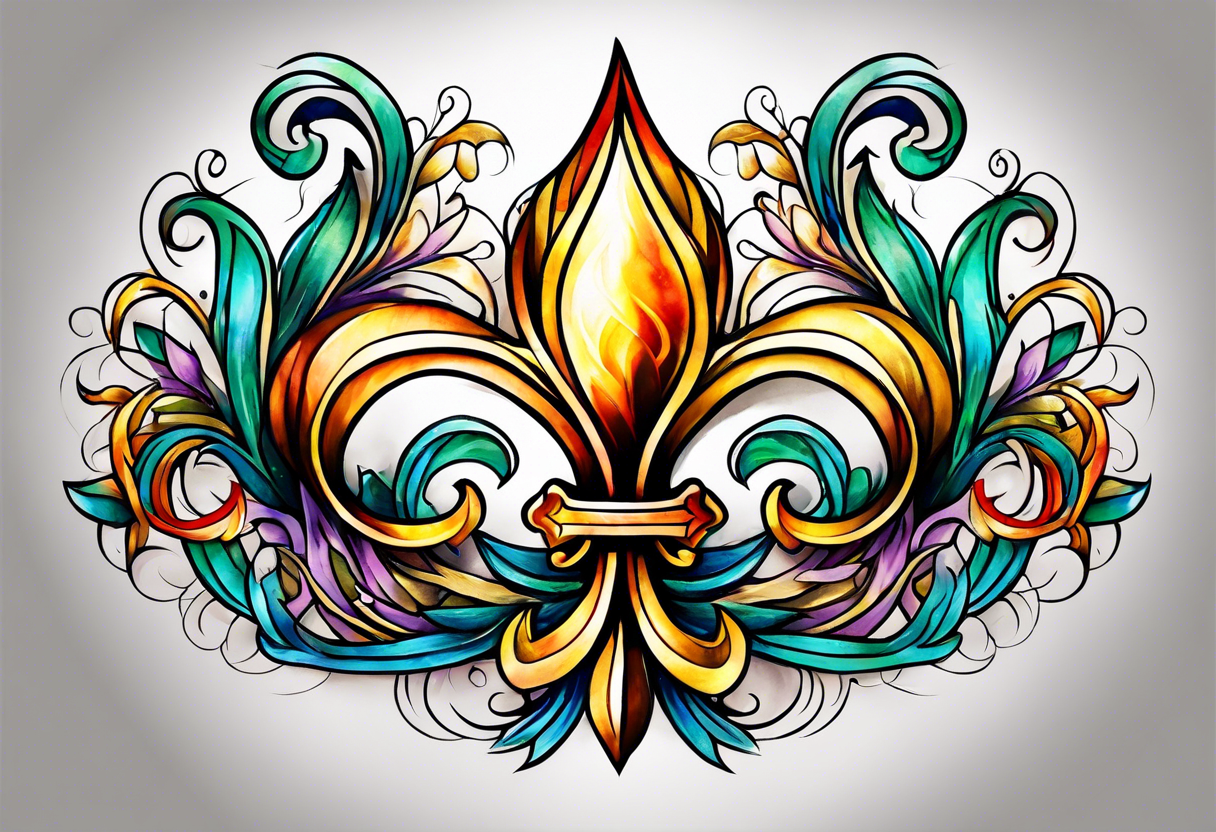 Fleur de lys celtique en flamme tattoo idea