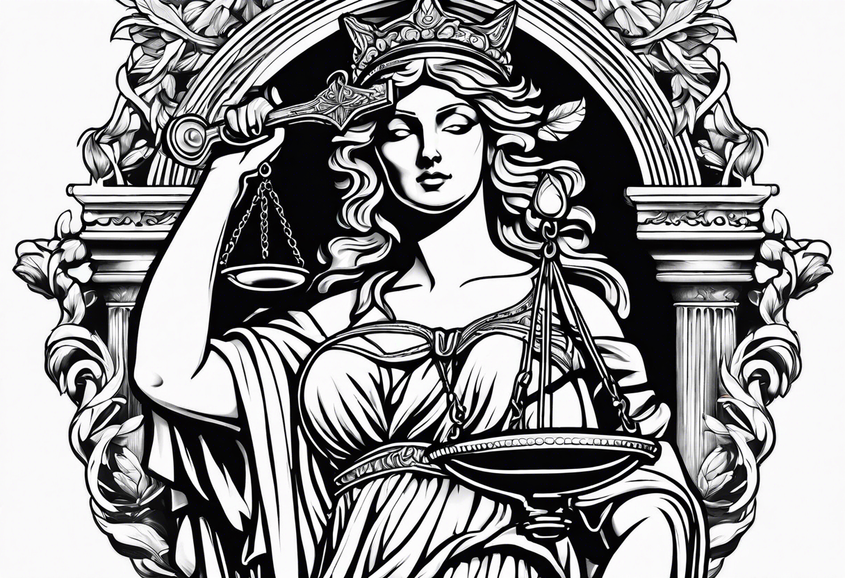 renaissance feel lady justice tattoo idea