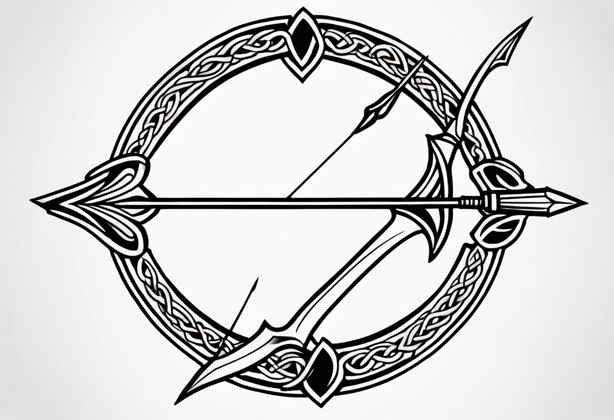 celtic bow and arrow not stretched tattoo idea