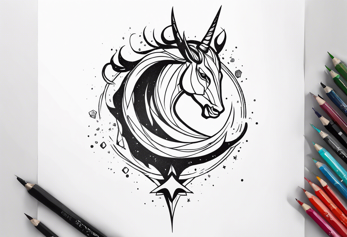 exploding capricorn tattoo idea