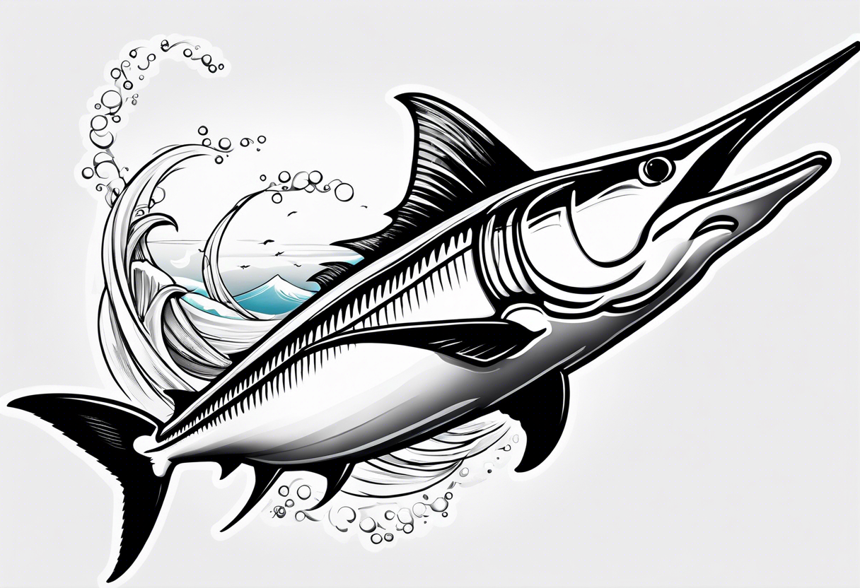 Marlin Fish Tattoo stock vector. Illustration of spearfish - 47879690