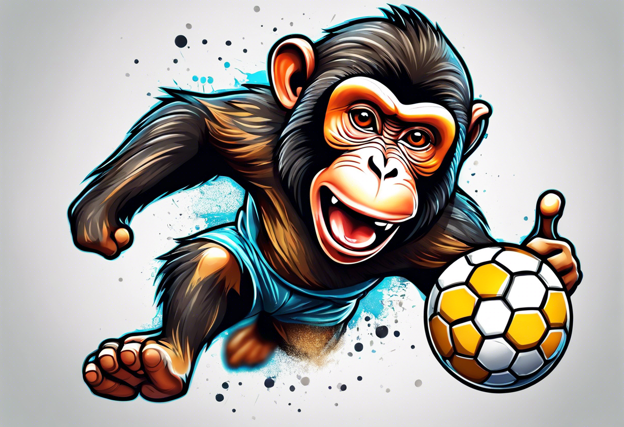 monkey celebrating soccer goal tattoo idea