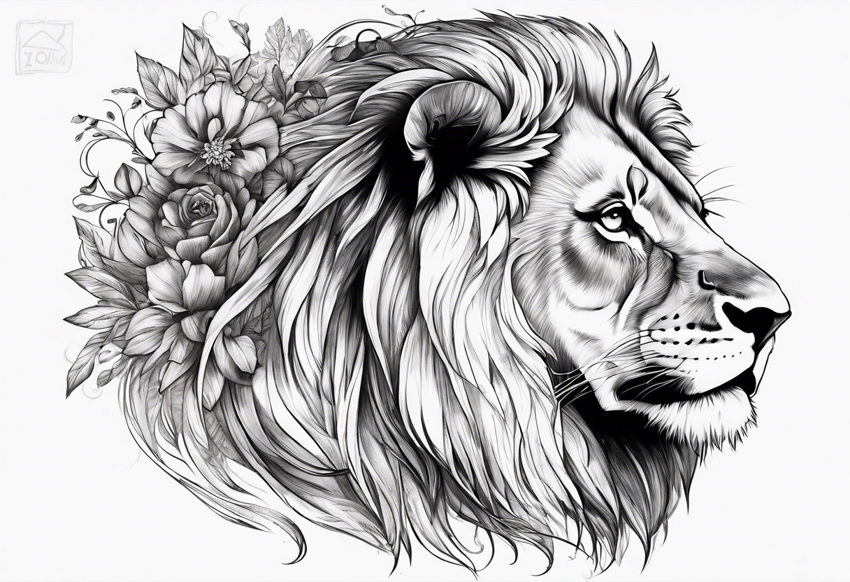 Lion half dace lion half delicate tattoo idea