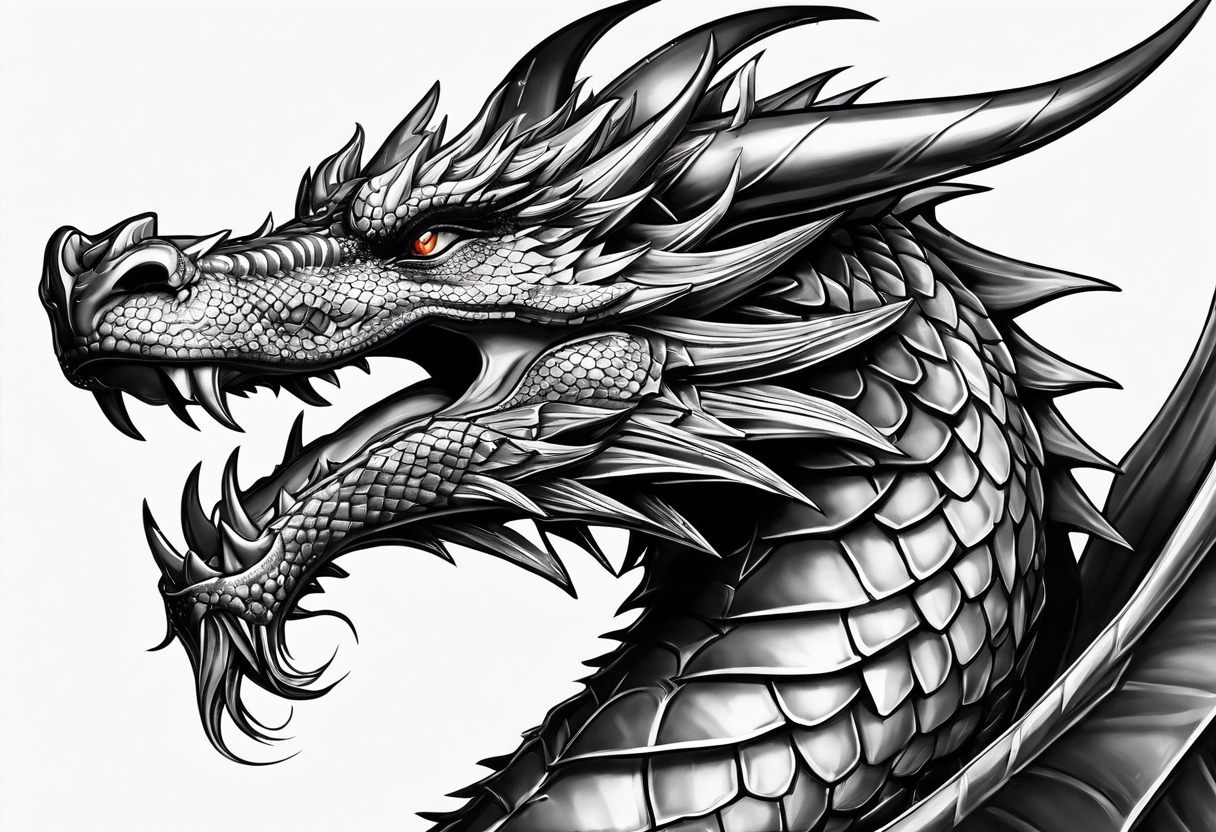 dragon with metal armor tattoo idea