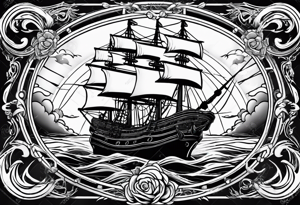 Ships wheel in a storm tattoo idea