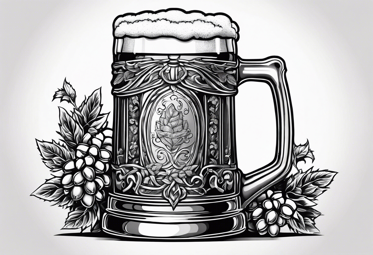 beer mug with hops tattoo idea