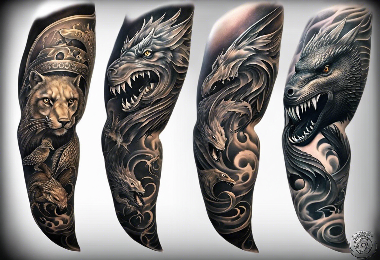 Arm Sleeve Tattoo For Mal|waterproof Temporary Tattoo Sleeve - 3d Rose Lion  Wolf Full Arm Art