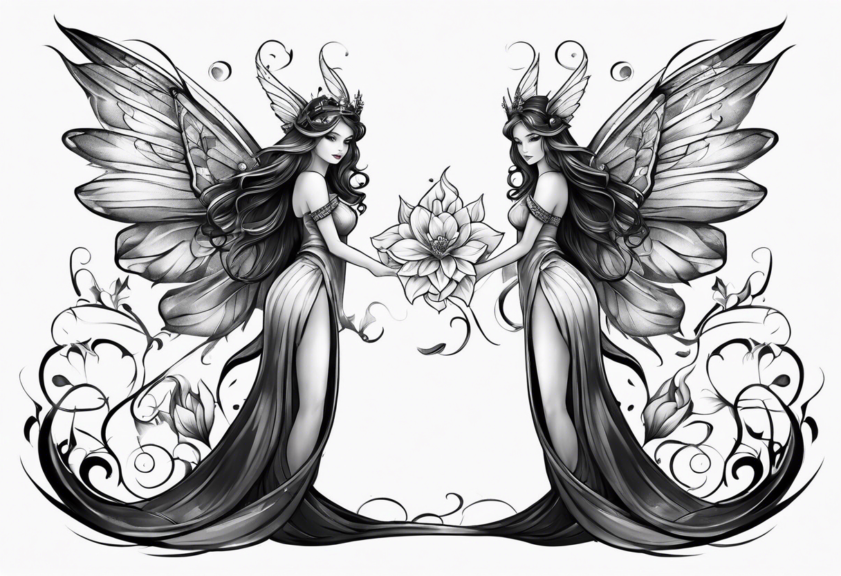 Full body small fairy mythical tattoo idea