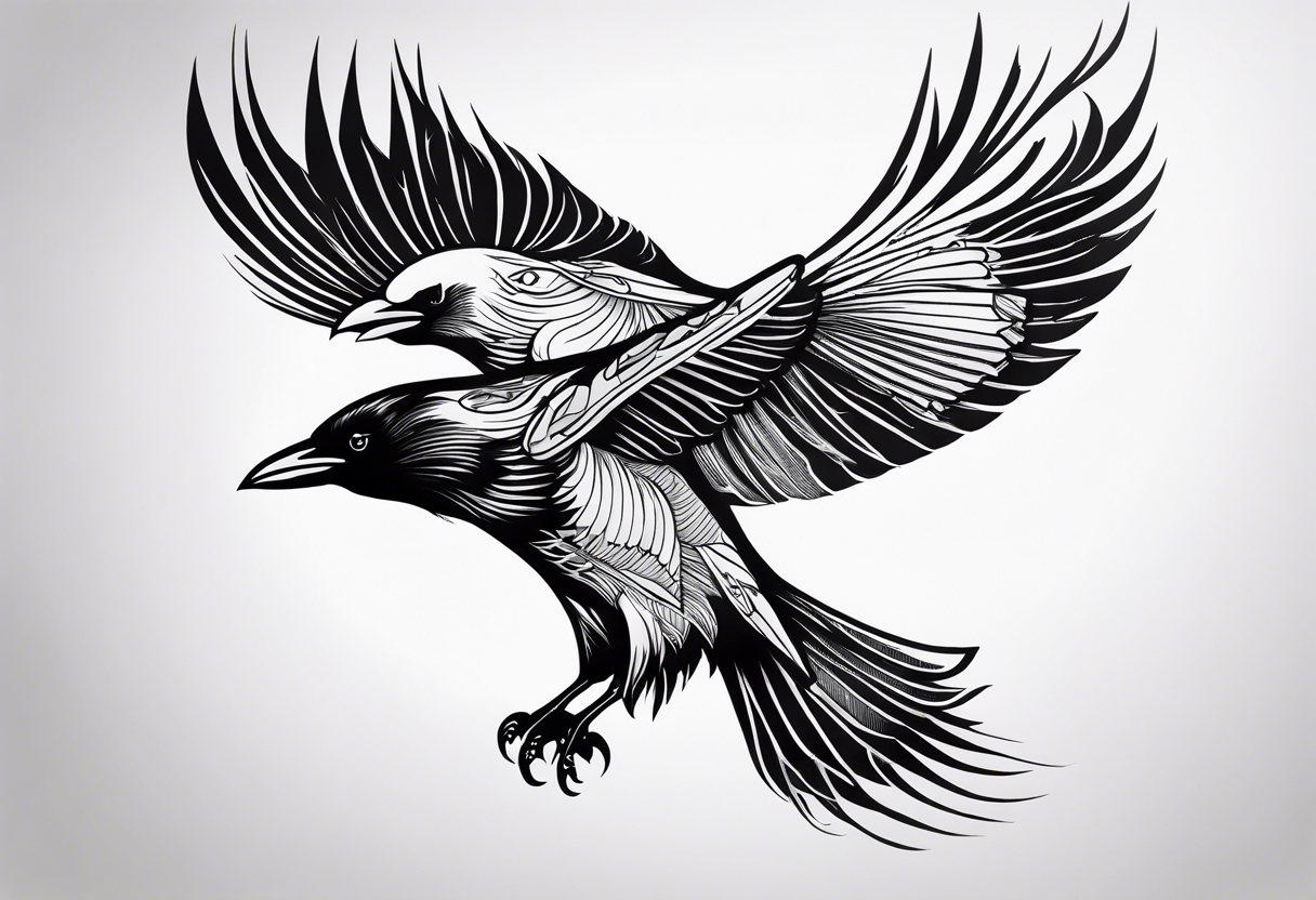 ravens in flight tattoo idea