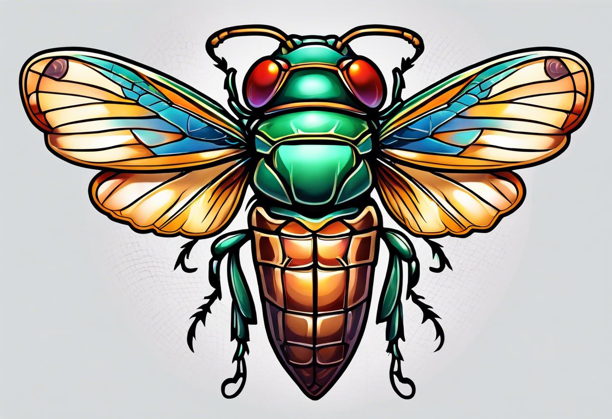 Neotraditional cicada tattoo idea