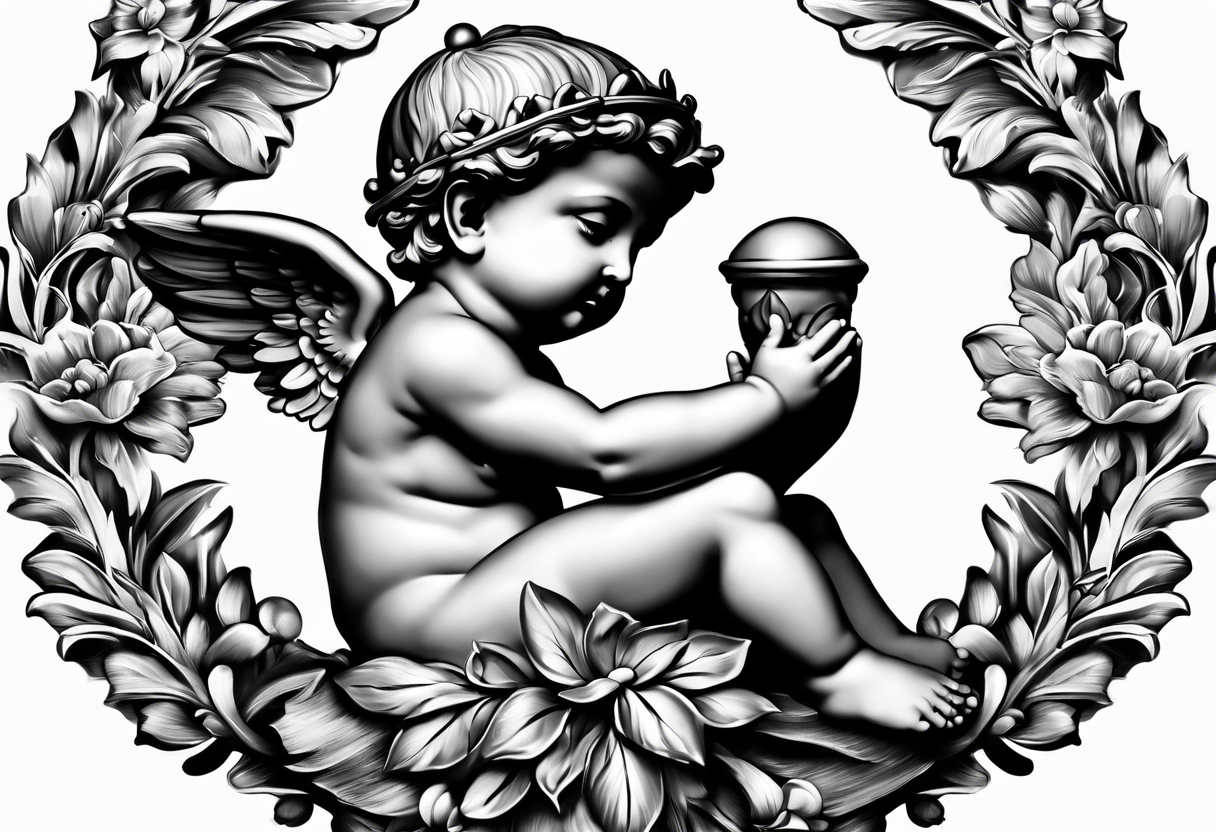 one putti praying tattoo idea