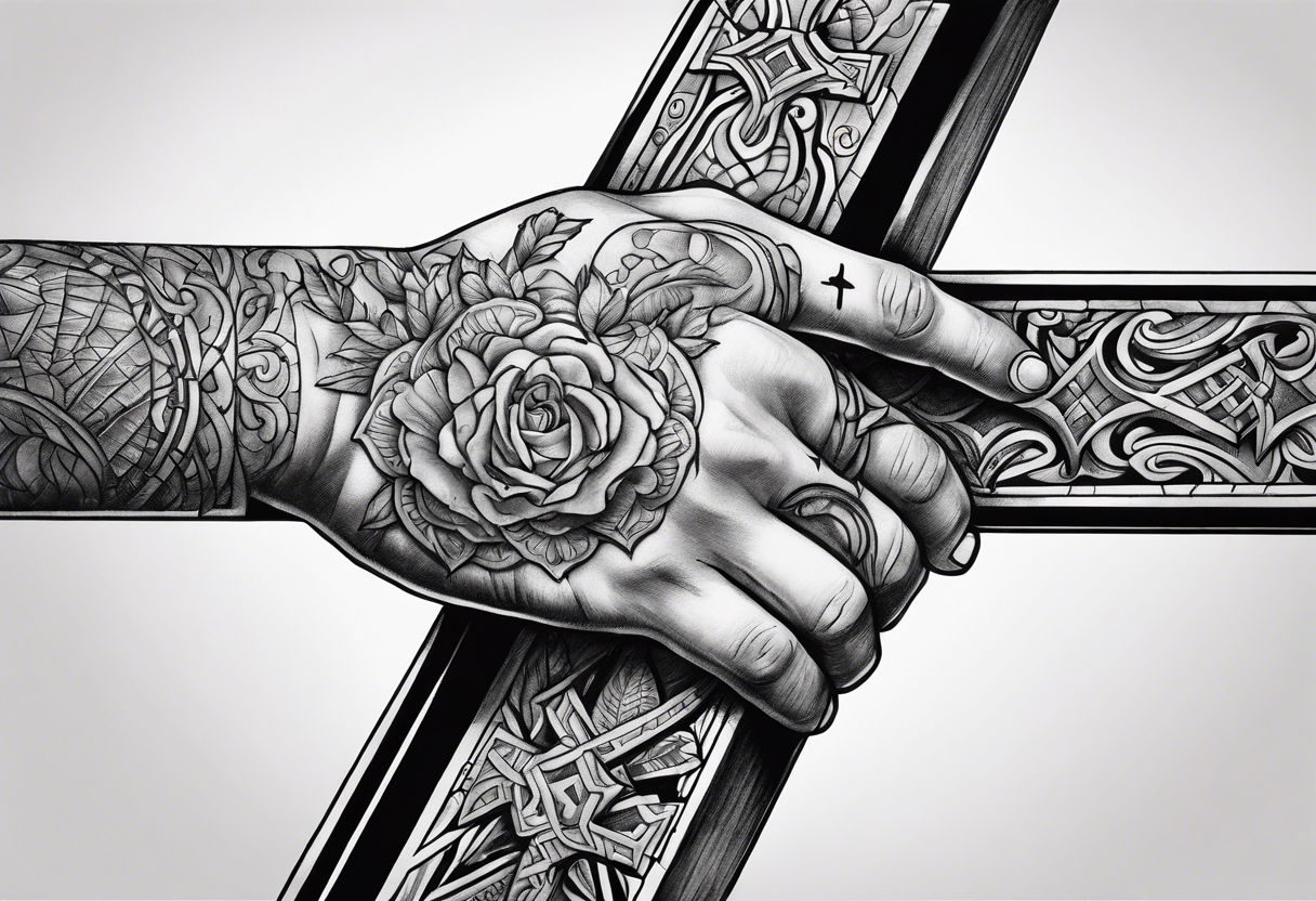 Hand nailed to cross tattoo idea