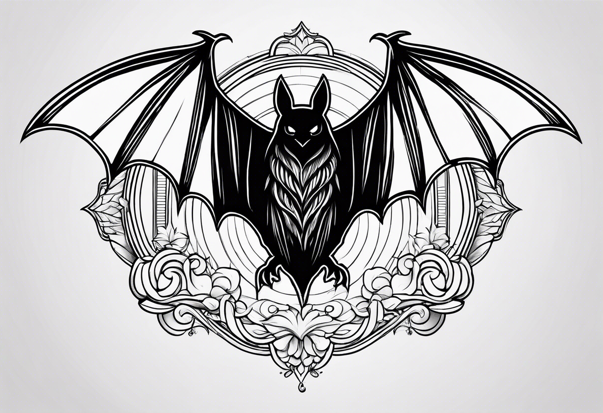 Black bat doodle tattoo idea