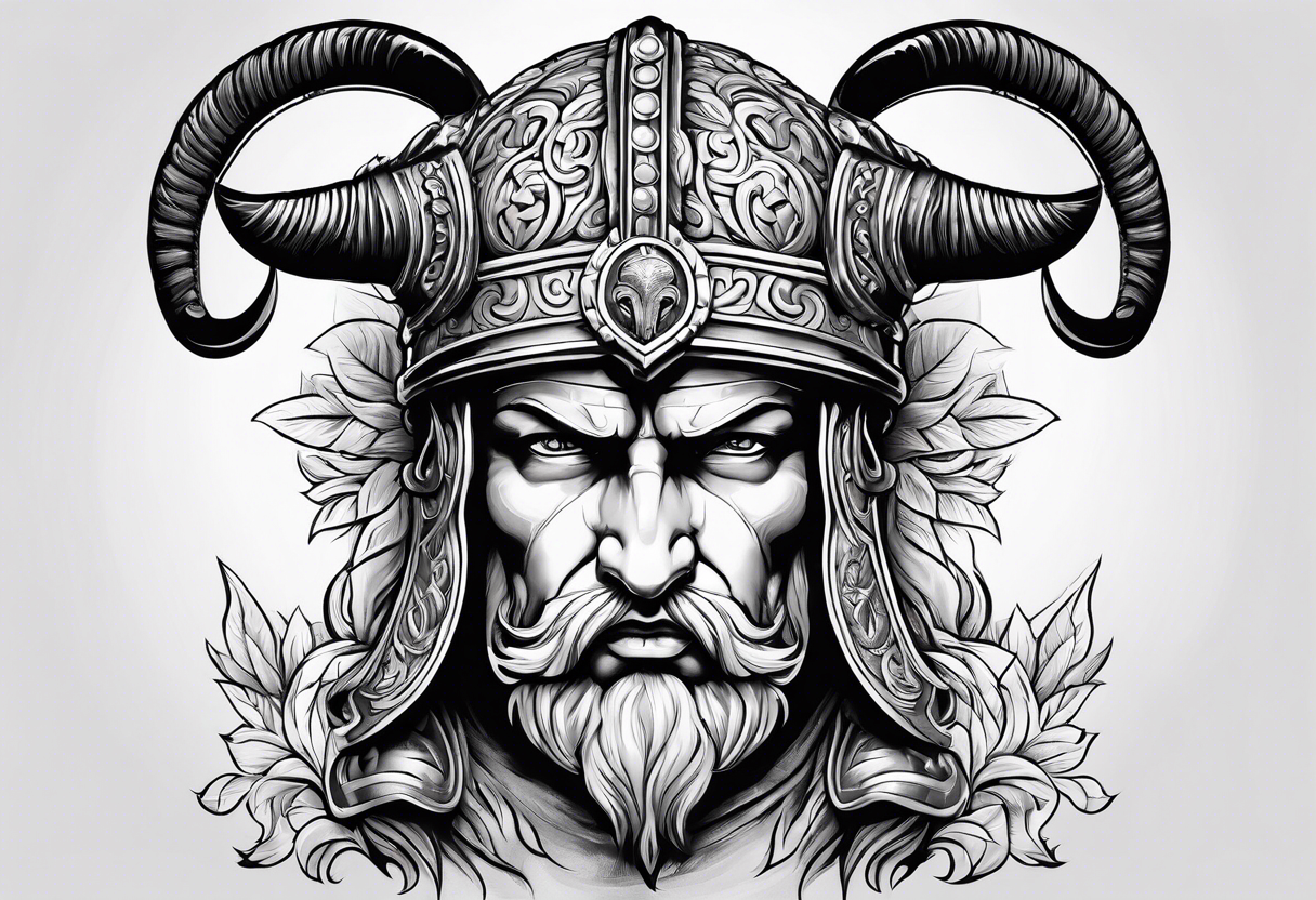 Roman soldier, ram's horns, tattoo idea