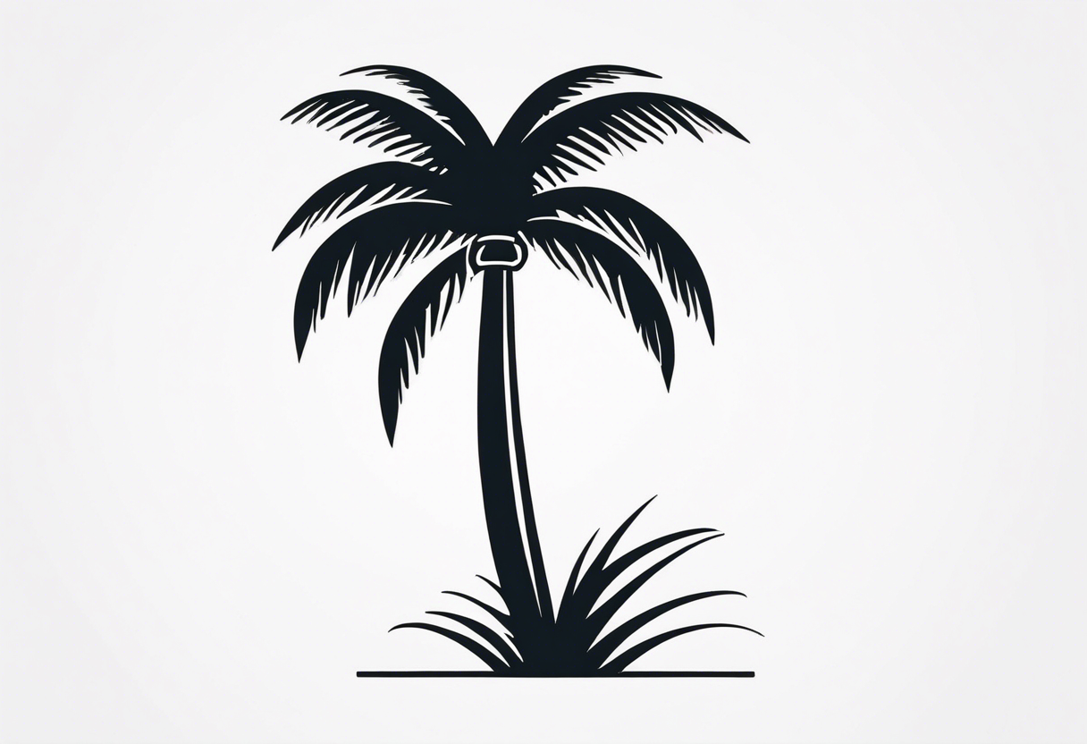 3cm X 4cm fineline tattoo in the armback. tall and thin palm tree tattoo idea