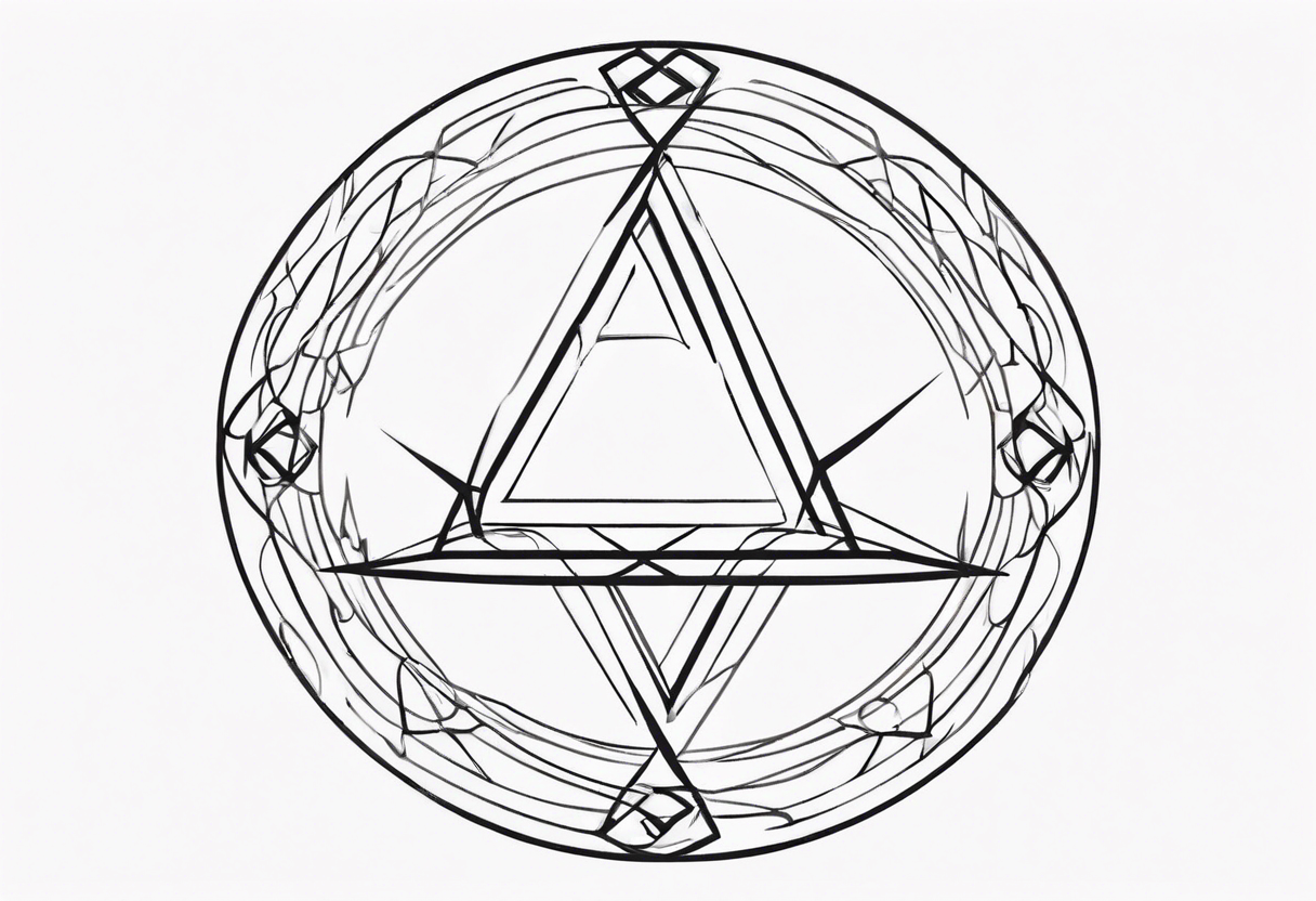 Simplistic symbol large delta inside a circle made from chain and whip elements tattoo idea