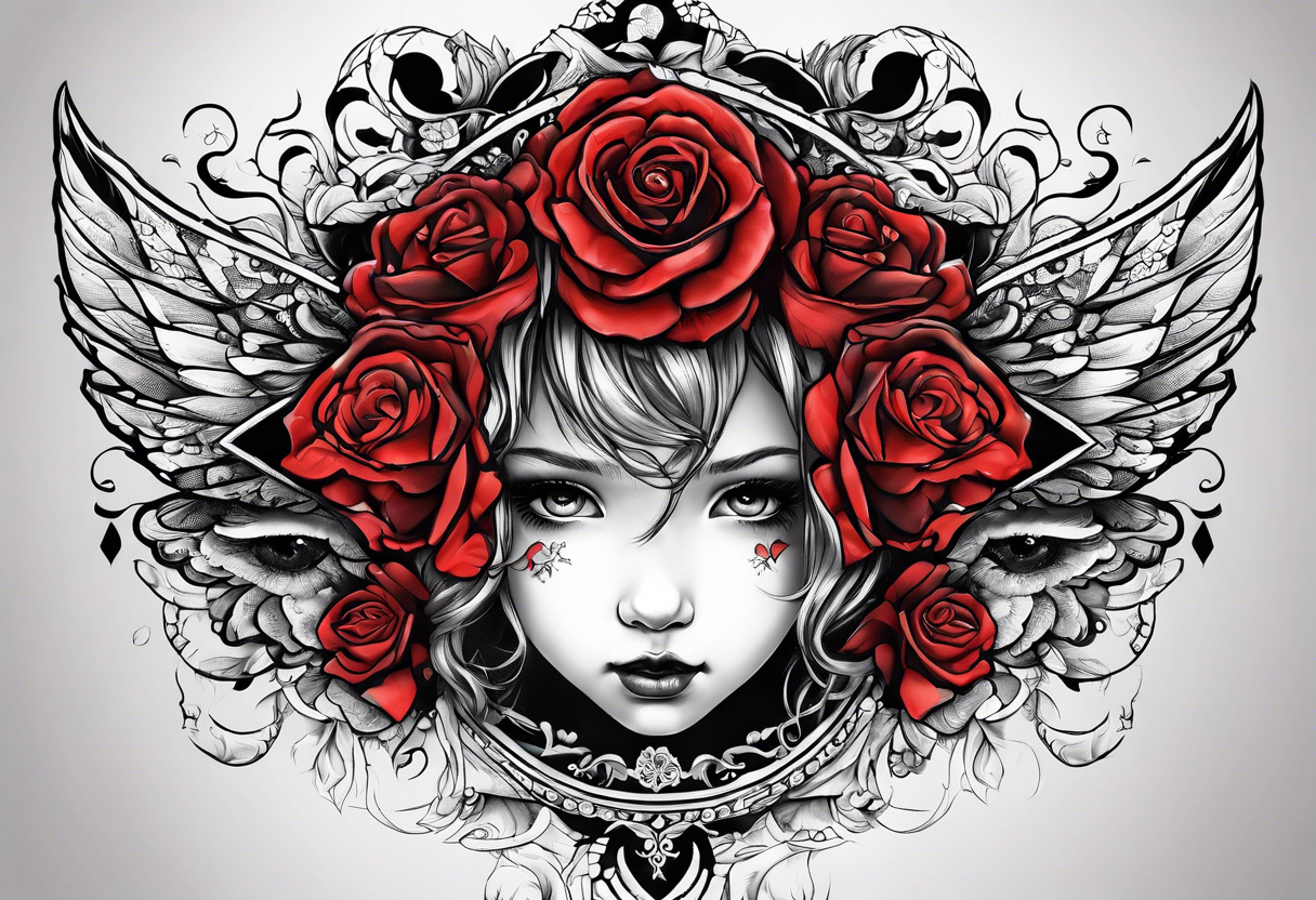 black and red childhood trauma tattoo idea