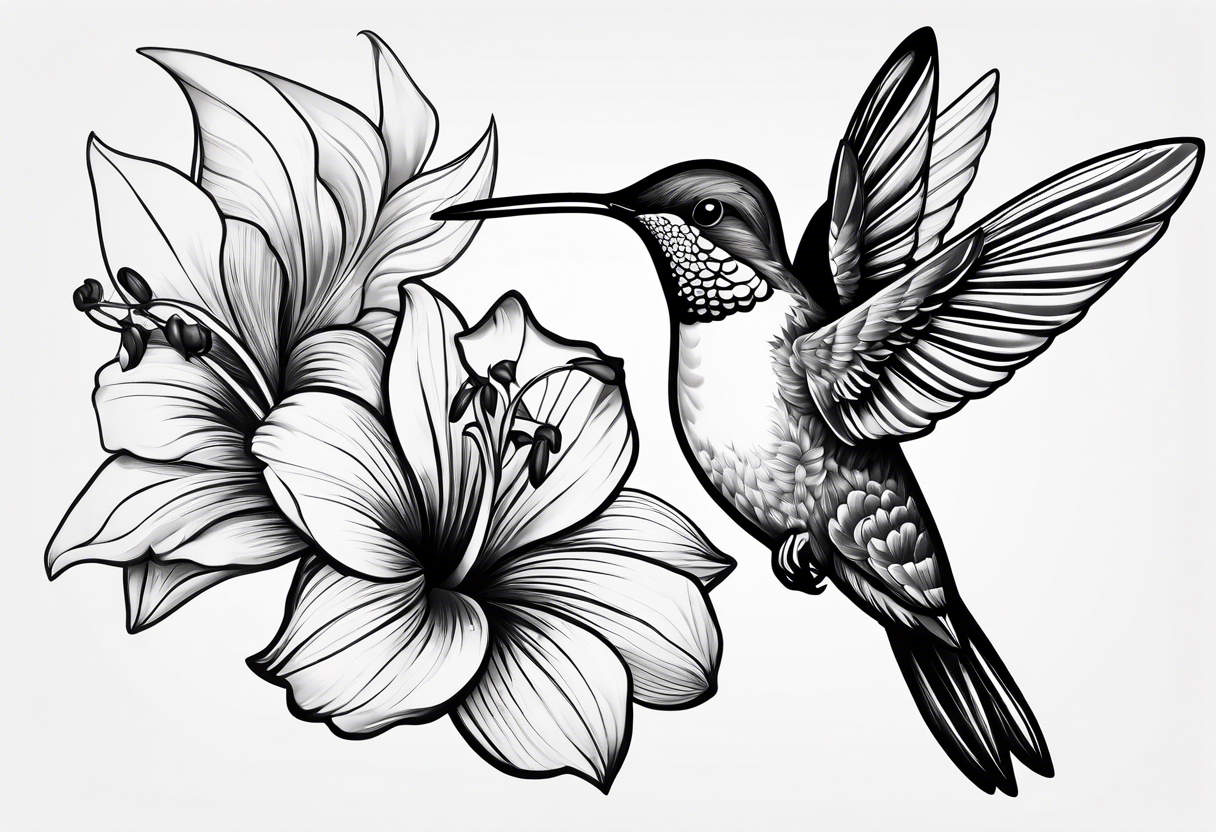 Humming bird and flower for placement on side boob tattoo idea