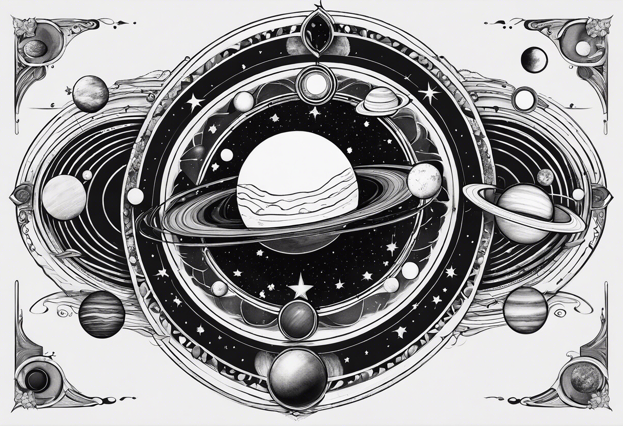 symbolist version of the solar system tattoo idea