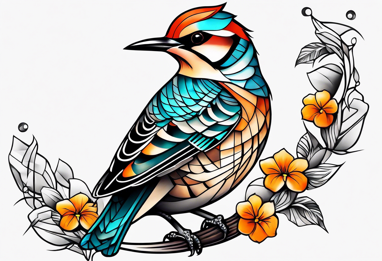 Female flicker bird tattoo idea