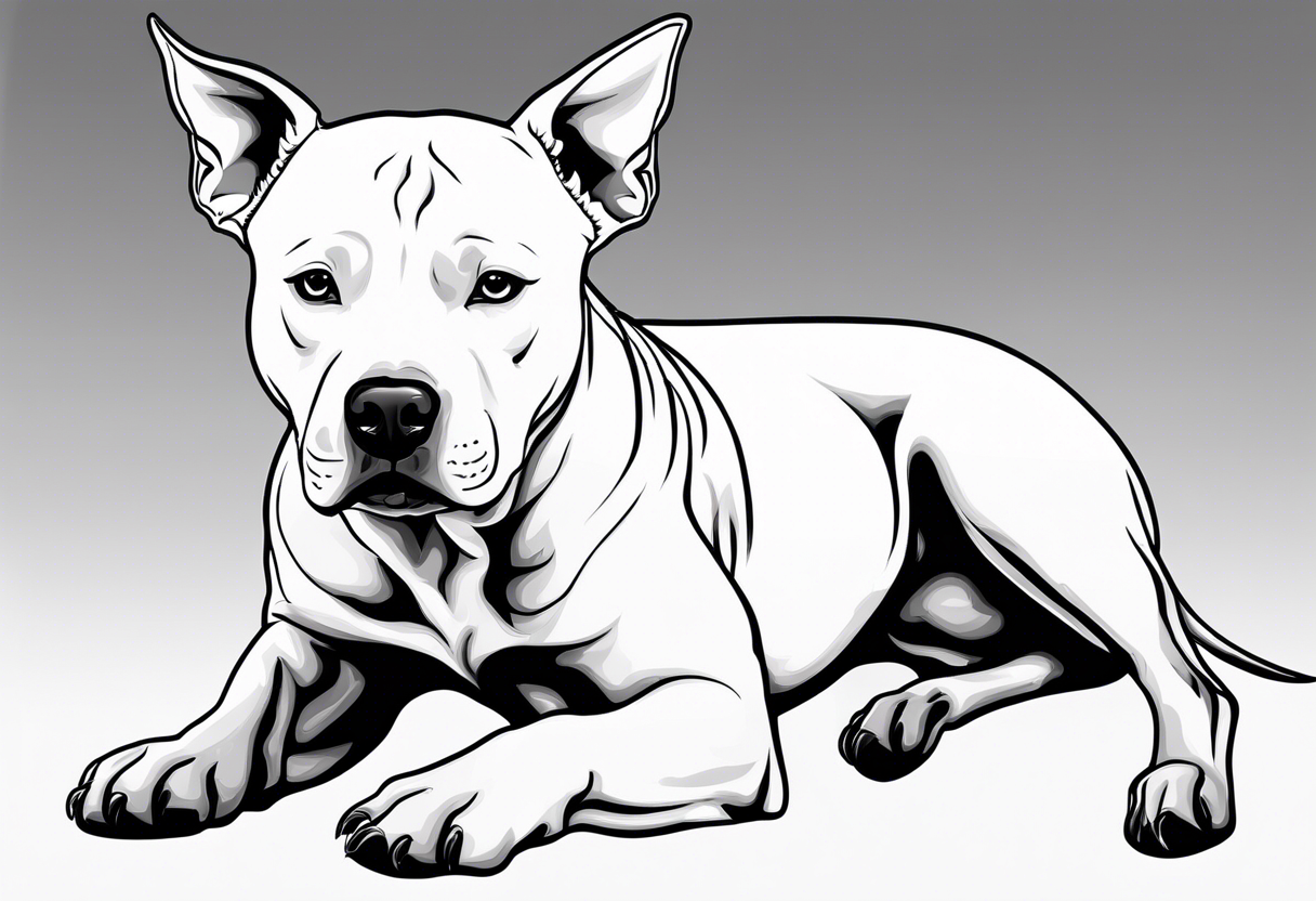 white pitbull pointed ears pretty tattoo idea