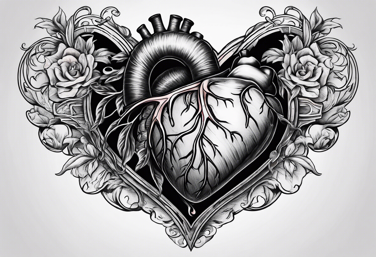 Back ribs exposing anatomically correct heart tattoo idea