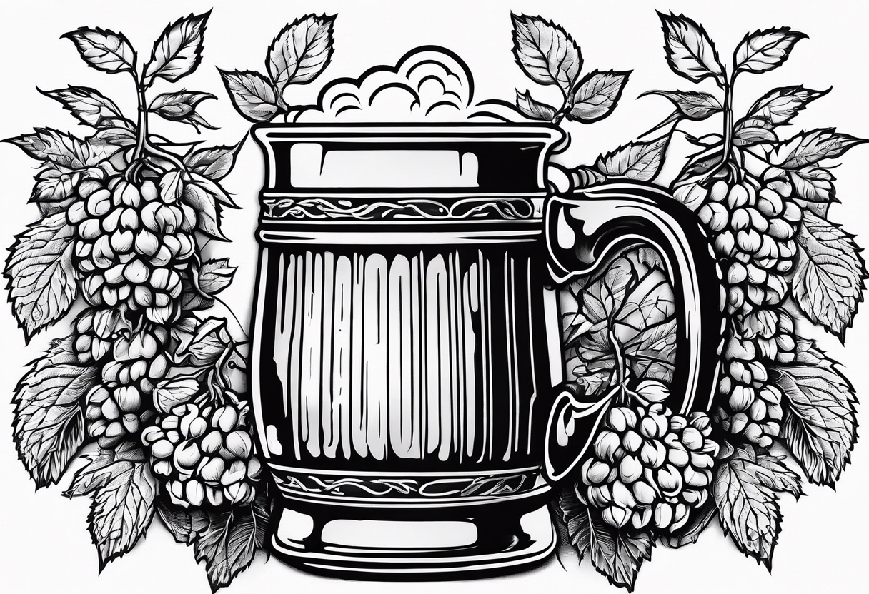 beer mug with hops tattoo idea