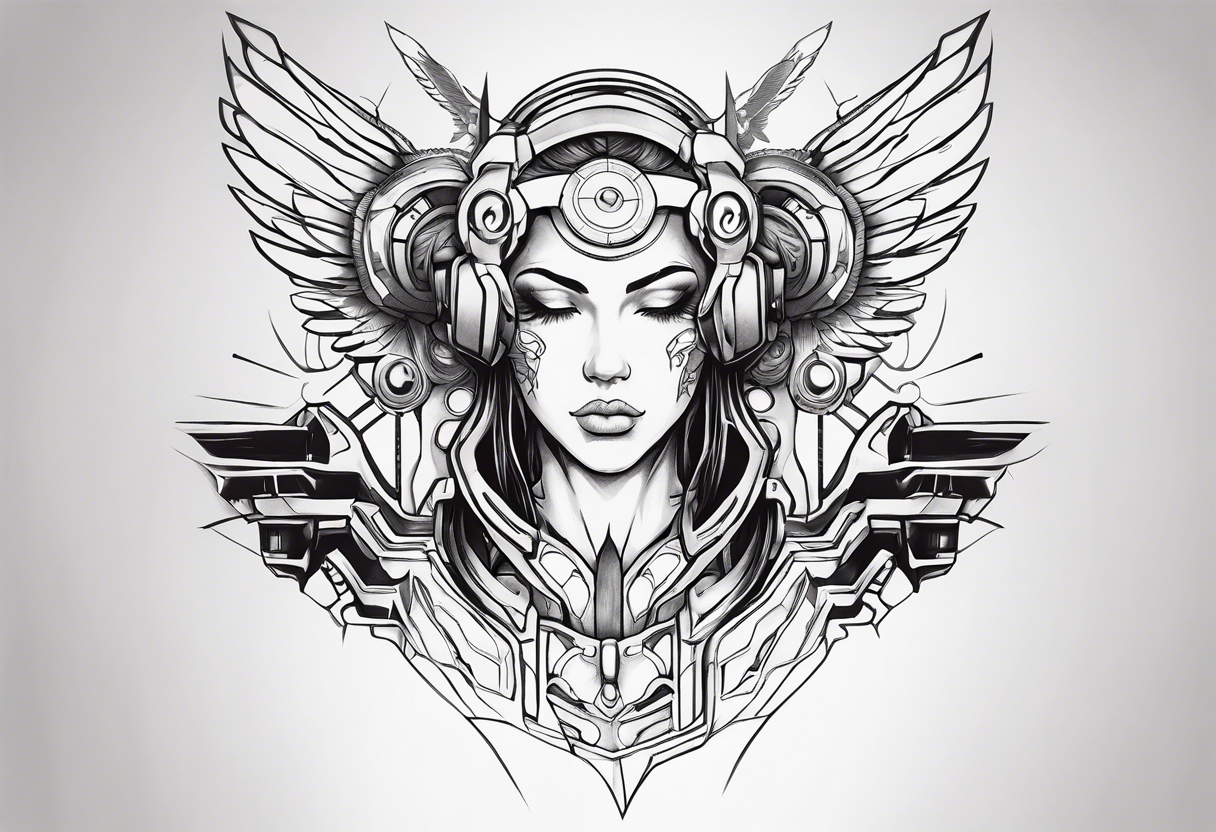 cyborg angel tattoo idea