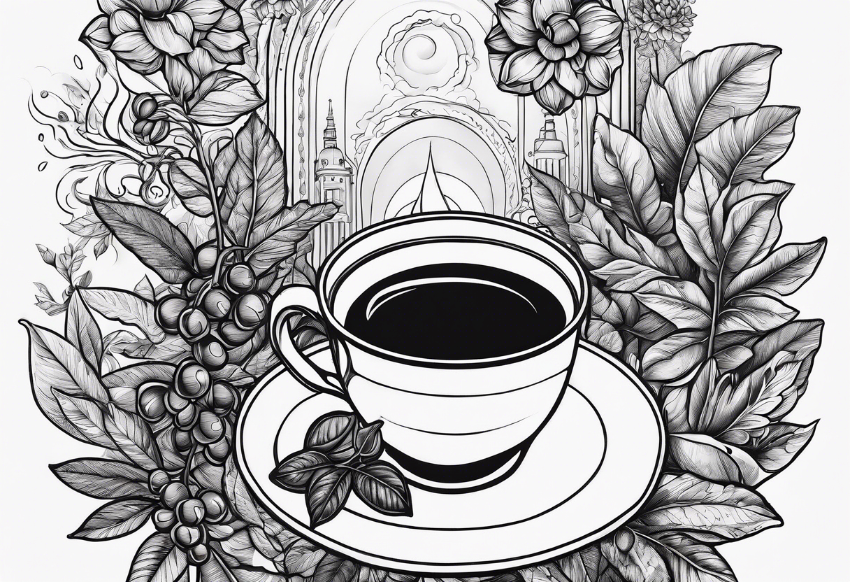 The story of coffee from plant to cup tattoo idea