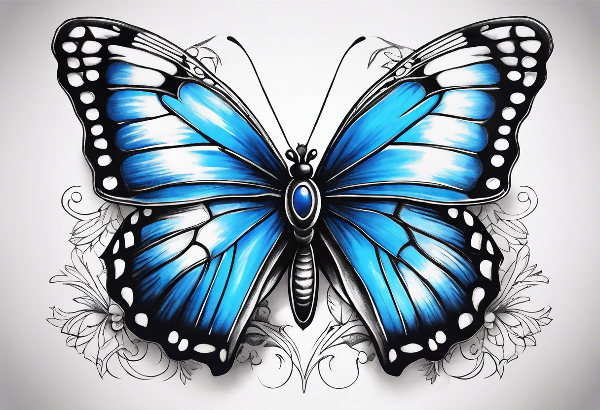 Blue butterfly tattoo idea