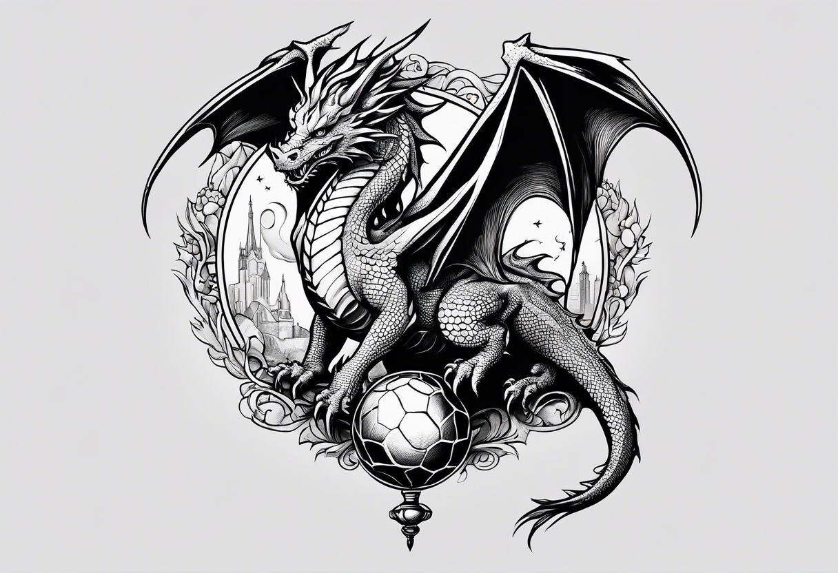 dragon holding orb tattoo idea