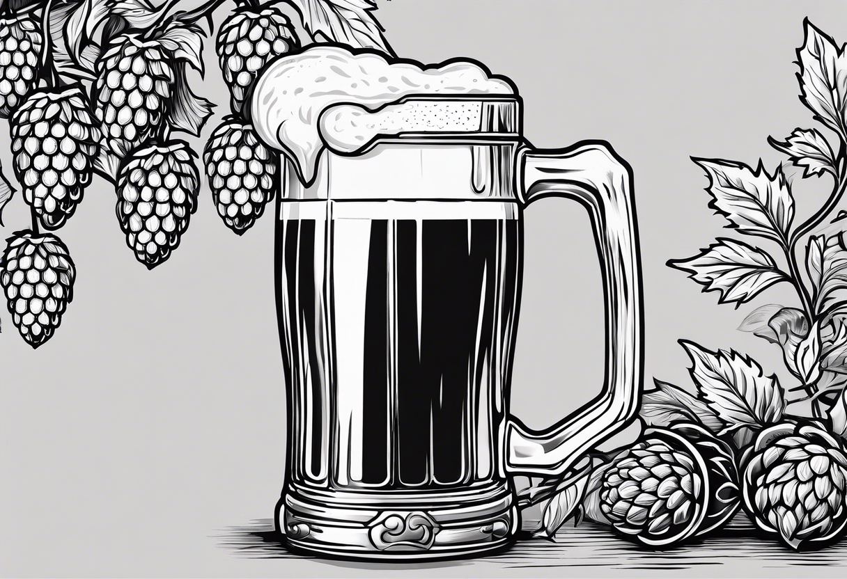 beer mug with hops tattoo idea