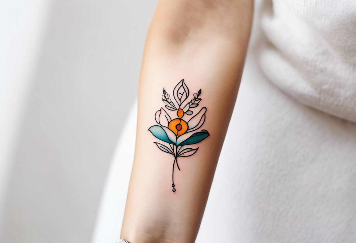 Minimalist and small tattoo on female arm. Inspired by sicilian traditional arts and aesthetics. tattoo idea