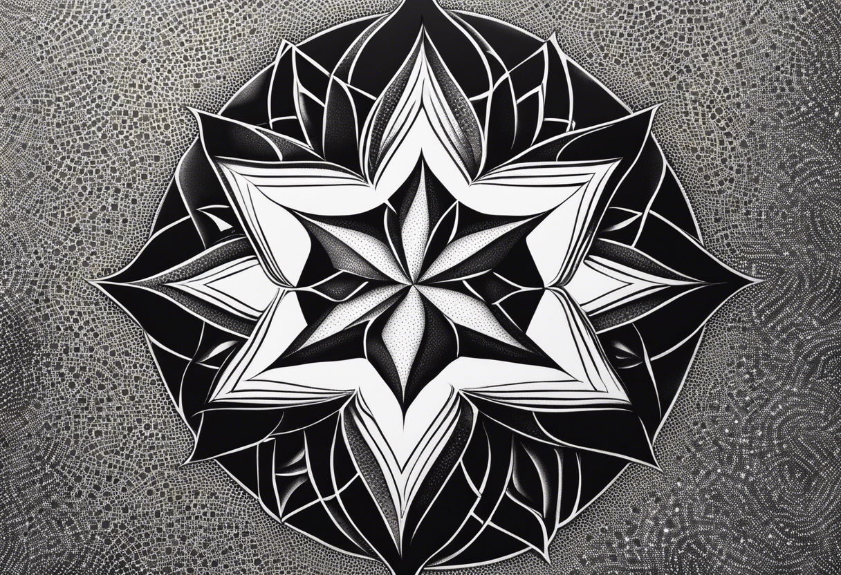 Expanding 3D pentagrams, geometric, tattoo idea