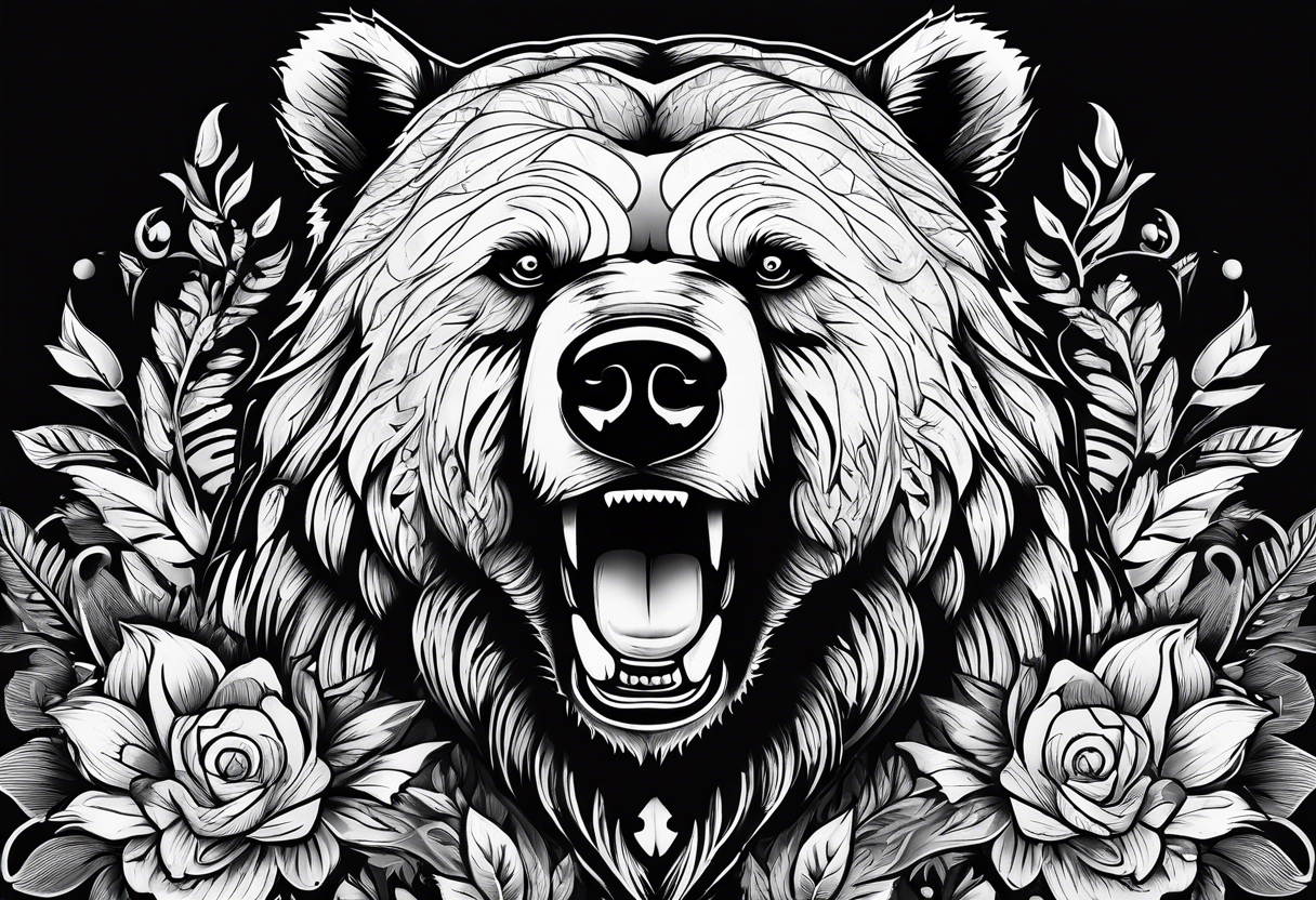 Bear face tattoo idea