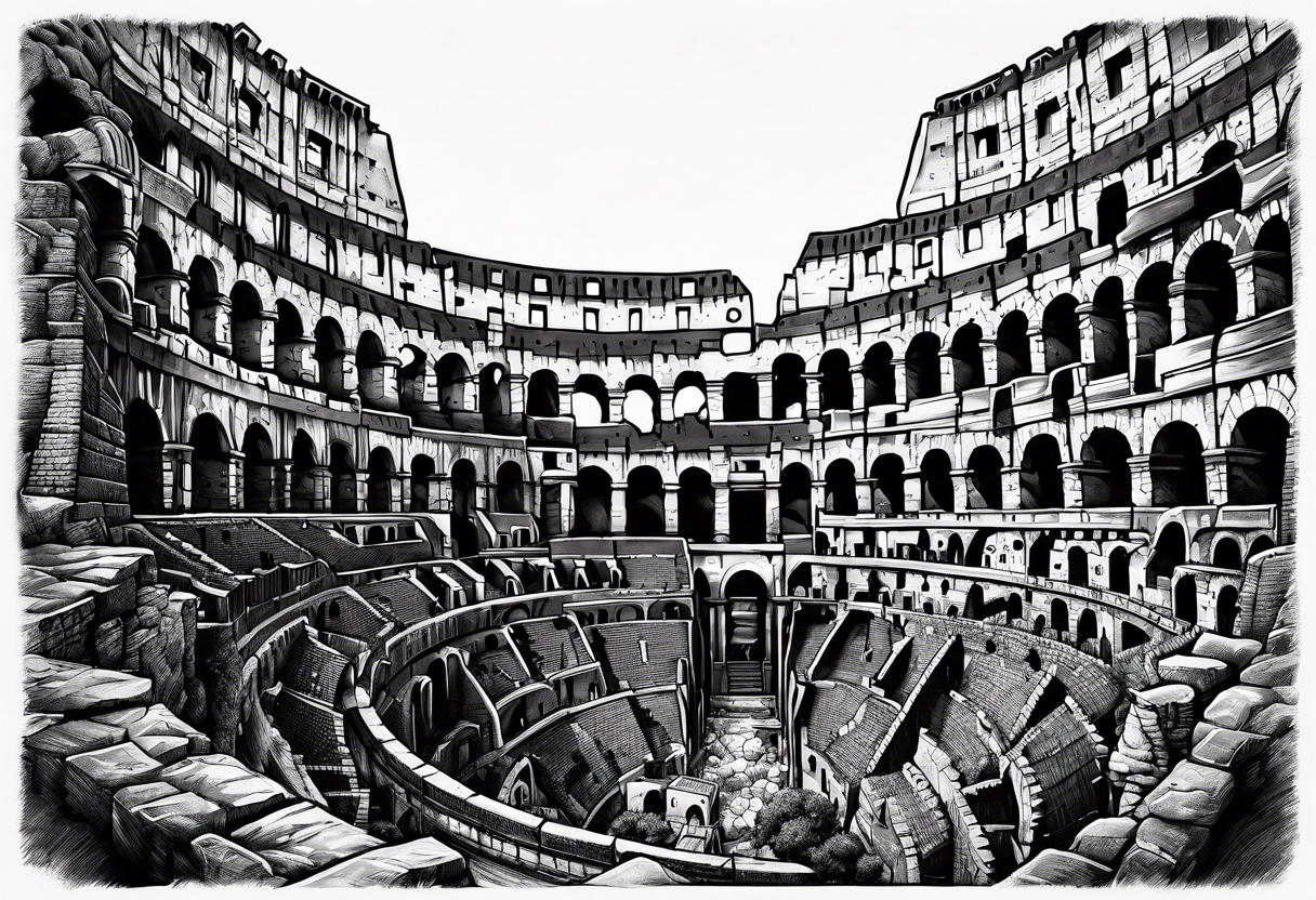 Dystopian colosseum tattoo idea