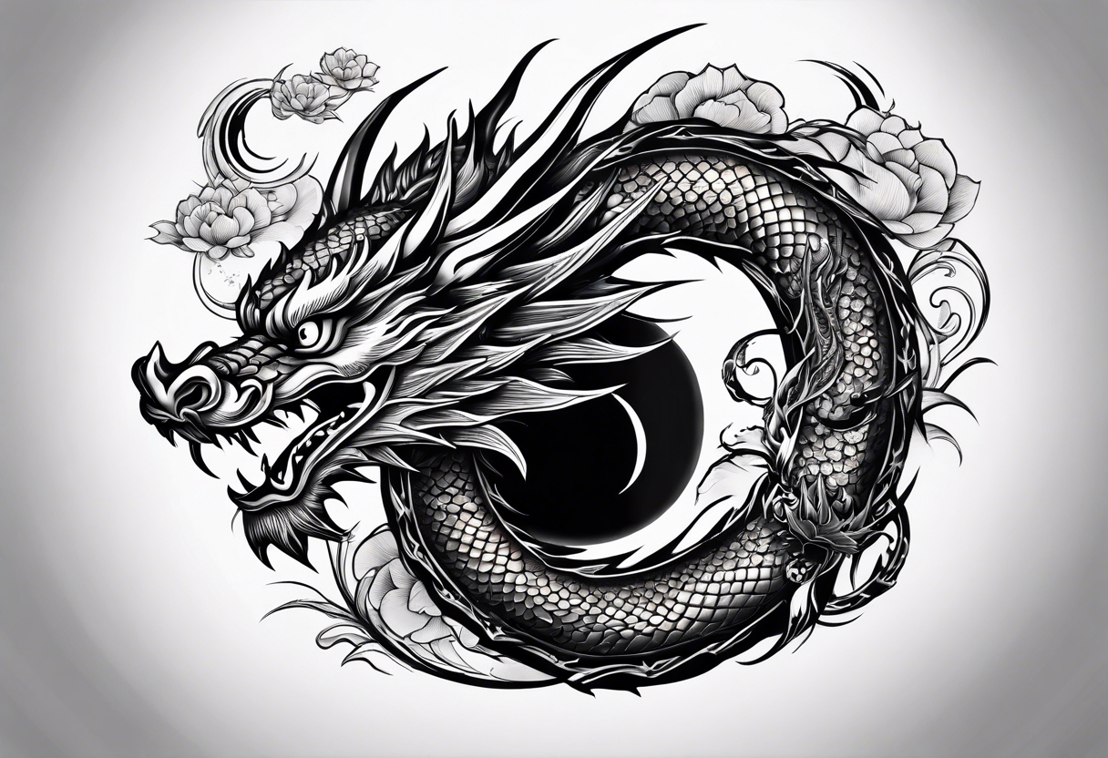 Dragon on forearm. Add Ying and Yang, Lotus flower, Moon and Chopsticks. tattoo idea