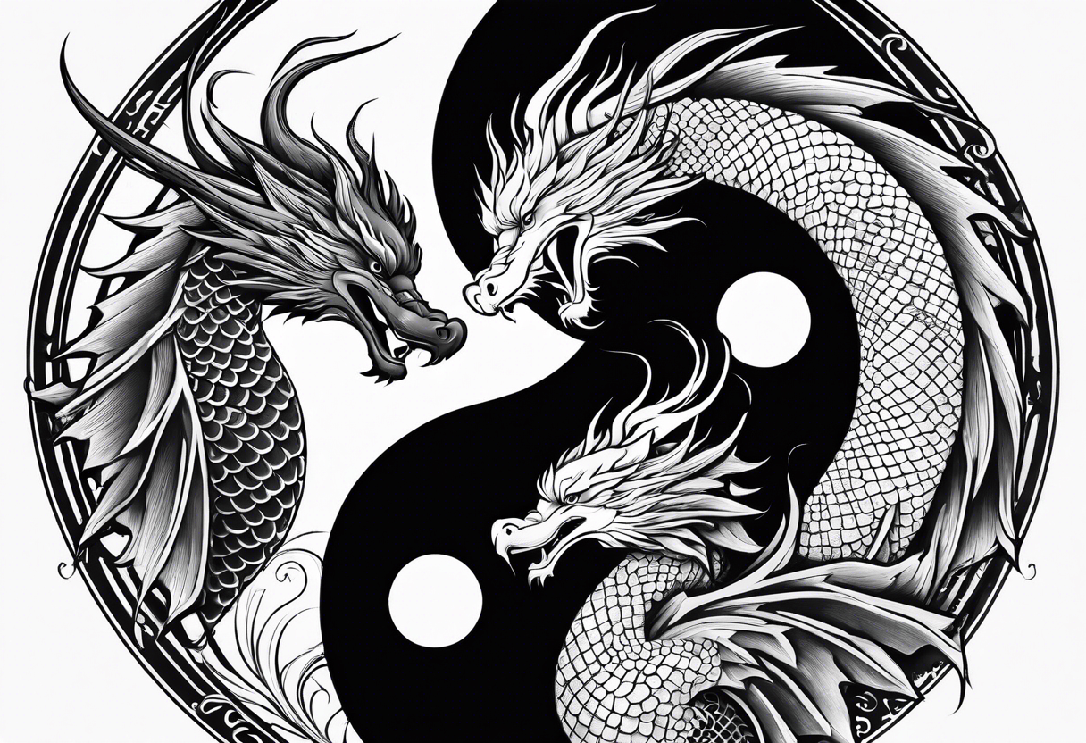 Yin and yang with dragon and phoenix tattoo idea