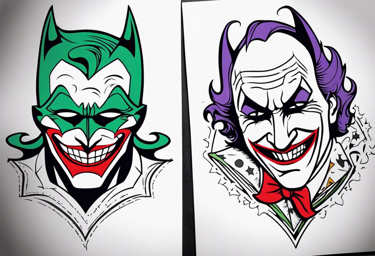 joker and batman on card game tattoo idea