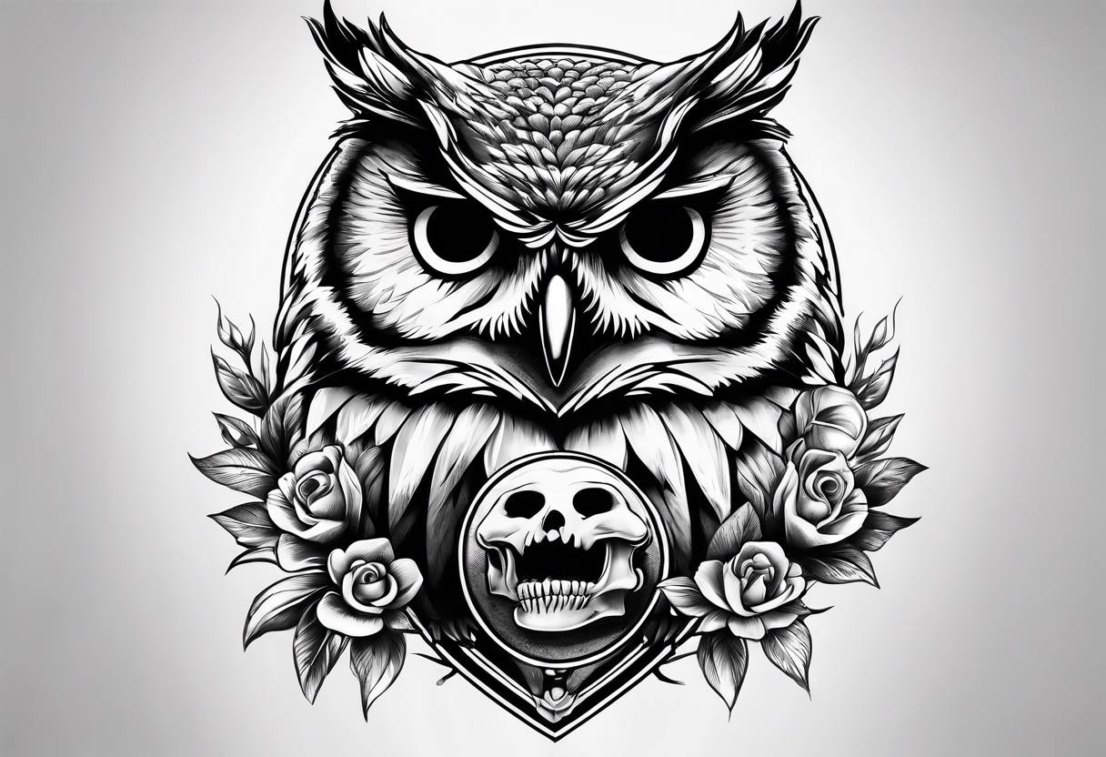 Owl carrying a skull tattoo idea